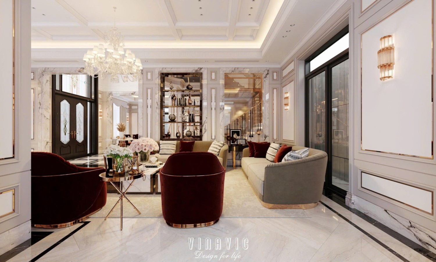 Nội thất biệt thự sang trọng tân cổ điển 4 tầng nhà Mr Nam Hà Nội NT2367