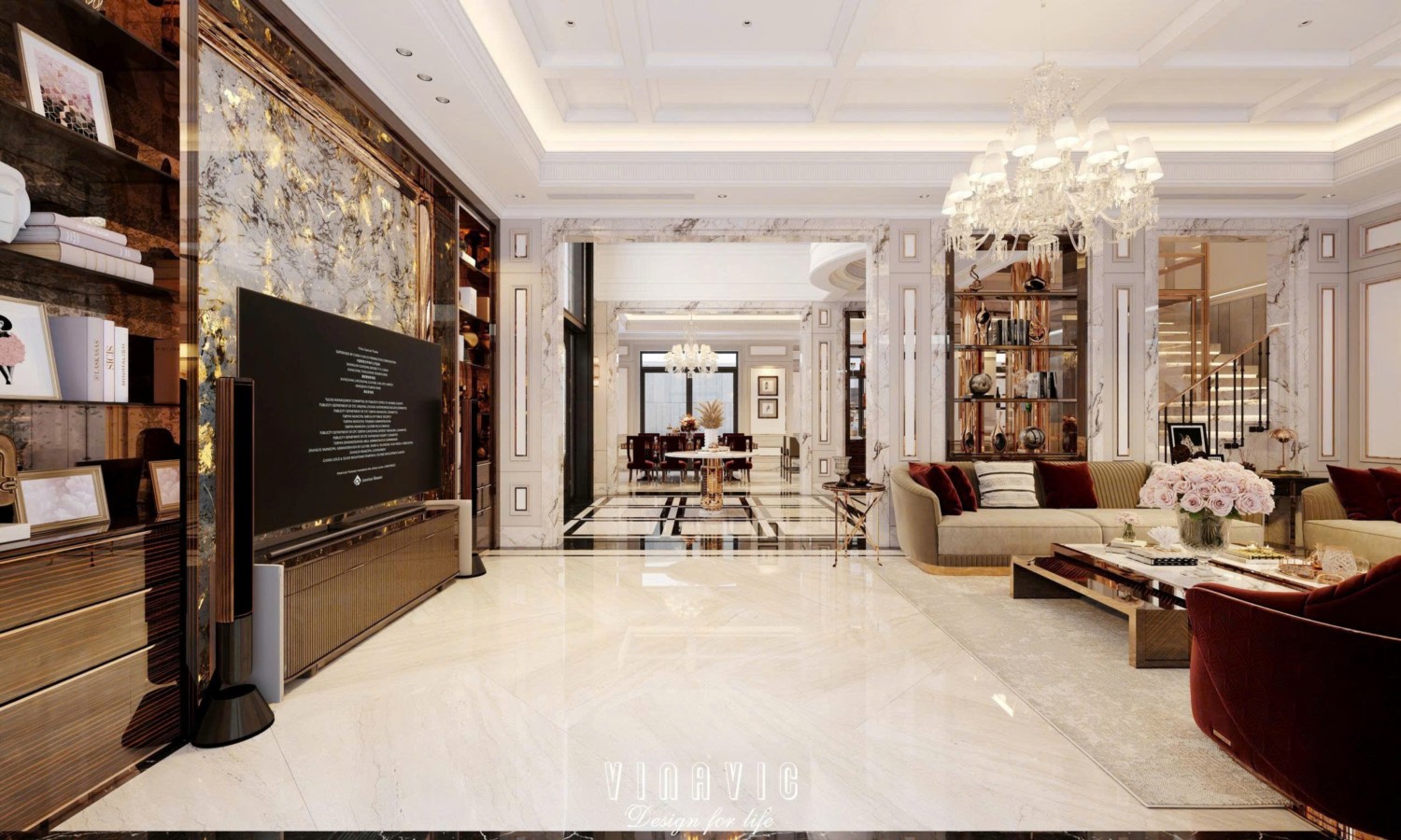 Nội thất biệt thự sang trọng tân cổ điển 4 tầng nhà Mr Nam Hà Nội NT2367