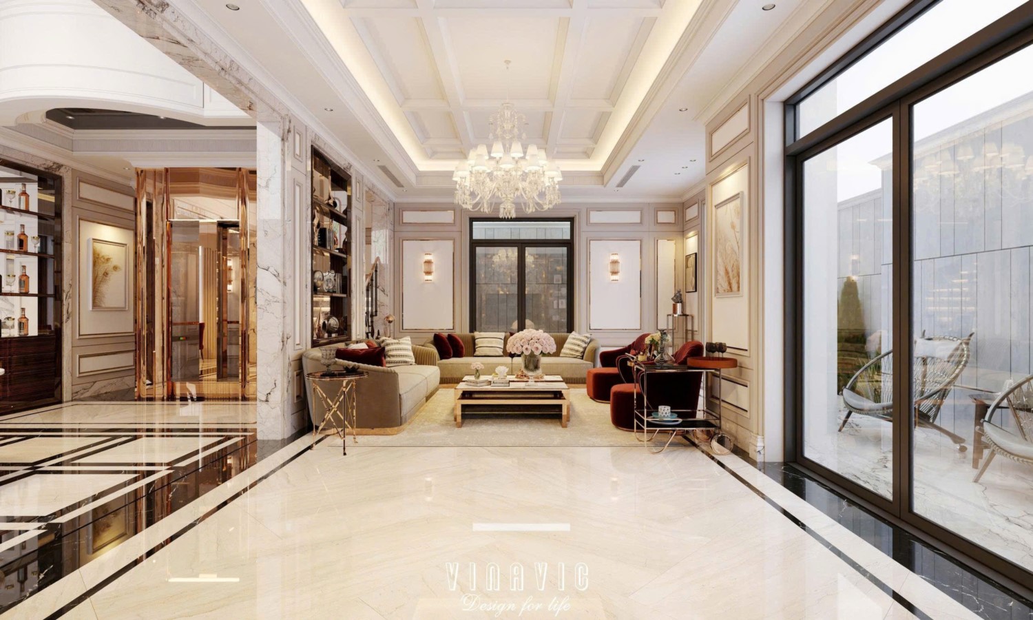 Nội thất biệt thự sang trọng tân cổ điển 4 tầng nhà Mr Nam Hà Nội NT2367