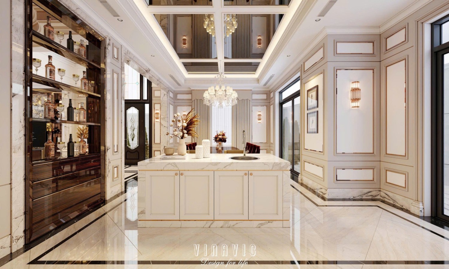 Nội thất biệt thự sang trọng tân cổ điển 4 tầng nhà Mr Nam Hà Nội NT2367