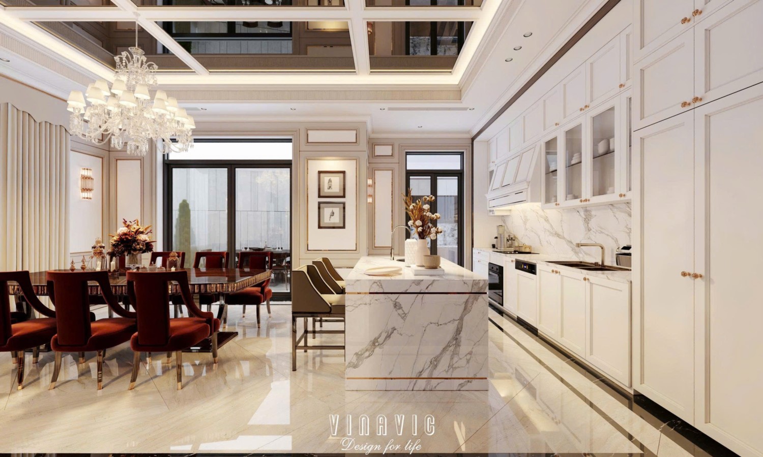 Nội thất biệt thự sang trọng tân cổ điển 4 tầng nhà Mr Nam Hà Nội NT2367