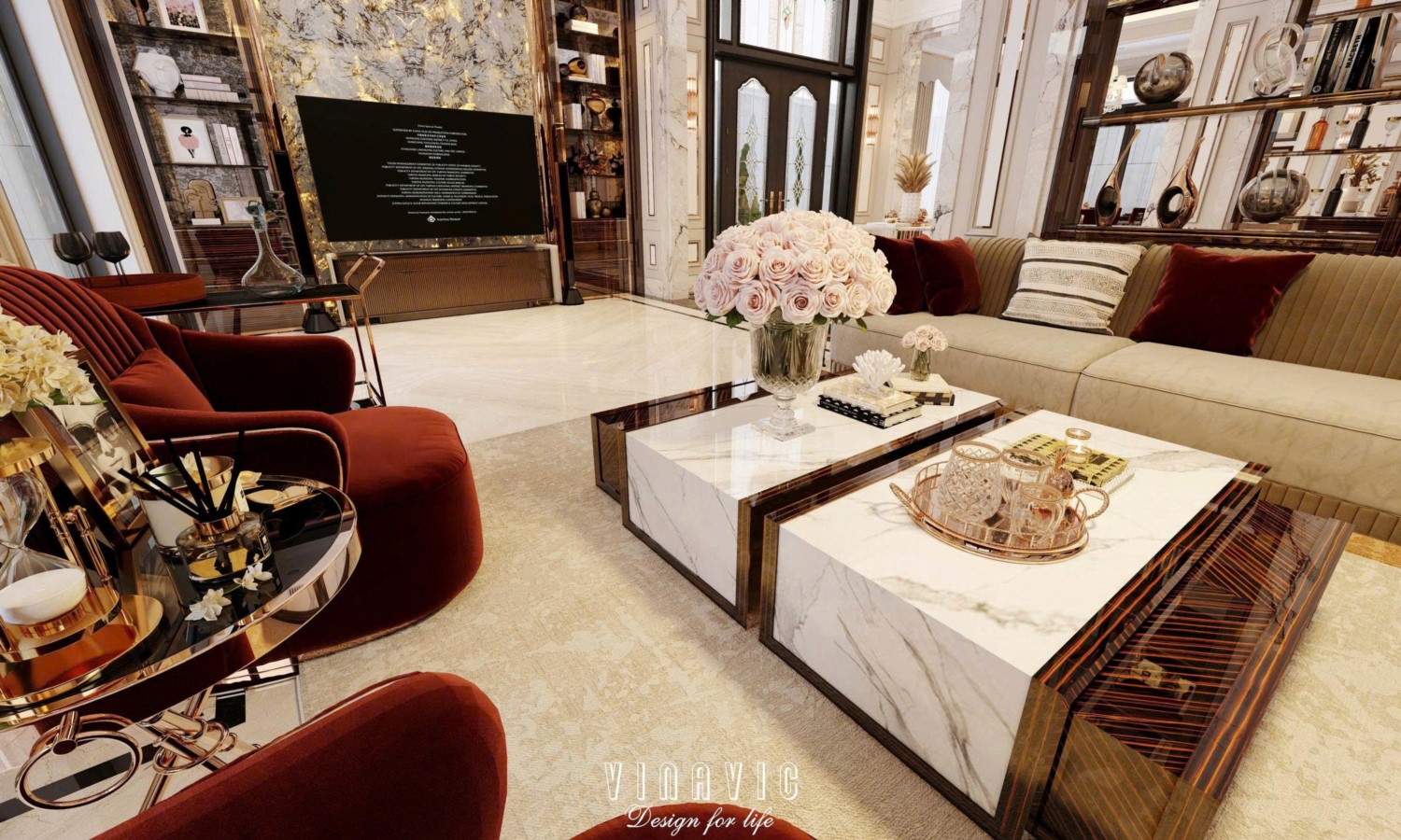 Nội thất biệt thự sang trọng tân cổ điển 4 tầng nhà Mr Nam Hà Nội NT2367