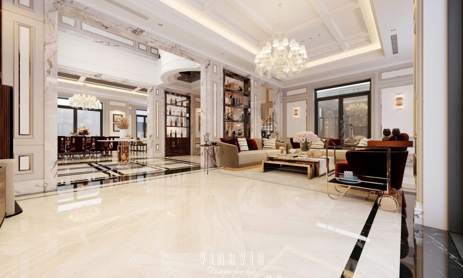 Nội thất biệt thự sang trọng tân cổ điển 4 tầng nhà Mr Nam Hà Nội NT2367