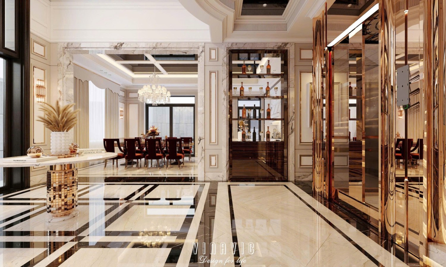 Nội thất biệt thự sang trọng tân cổ điển 4 tầng nhà Mr Nam Hà Nội NT2367