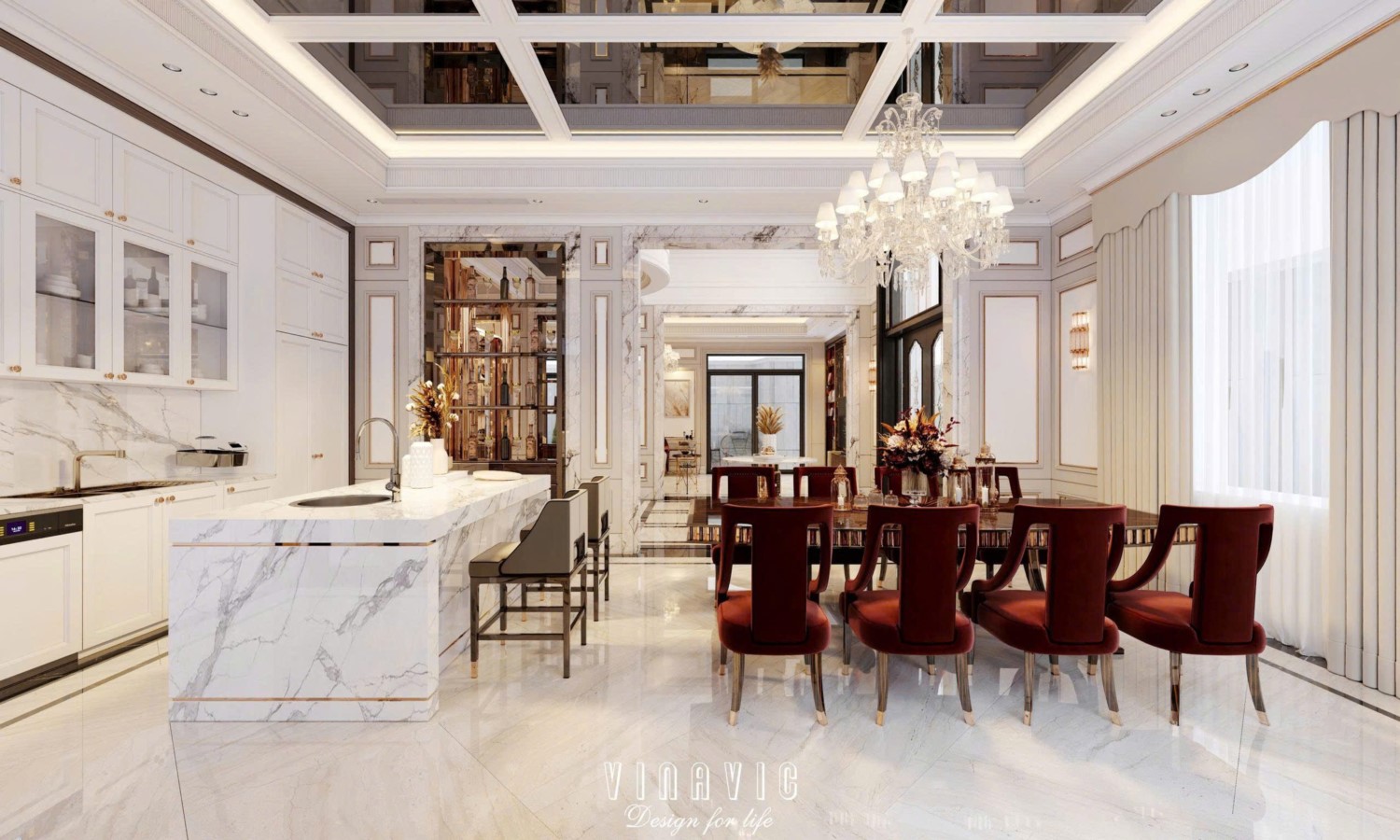 Nội thất biệt thự sang trọng tân cổ điển 4 tầng nhà Mr Nam Hà Nội NT2367