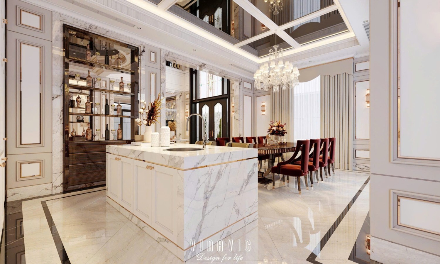 Nội thất biệt thự sang trọng tân cổ điển 4 tầng nhà Mr Nam Hà Nội NT2367