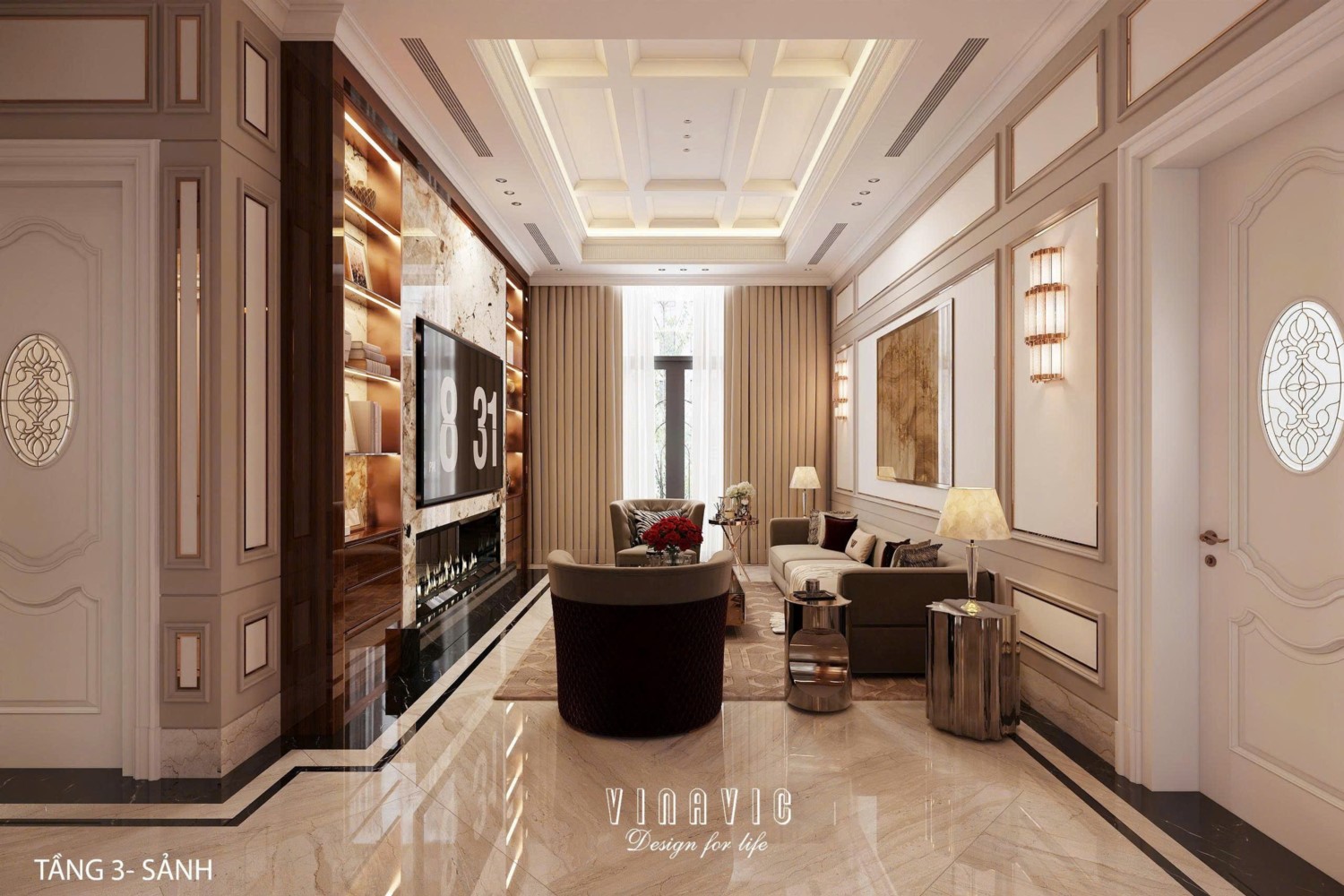 Nội thất biệt thự sang trọng tân cổ điển 4 tầng nhà Mr Nam Hà Nội NT2367