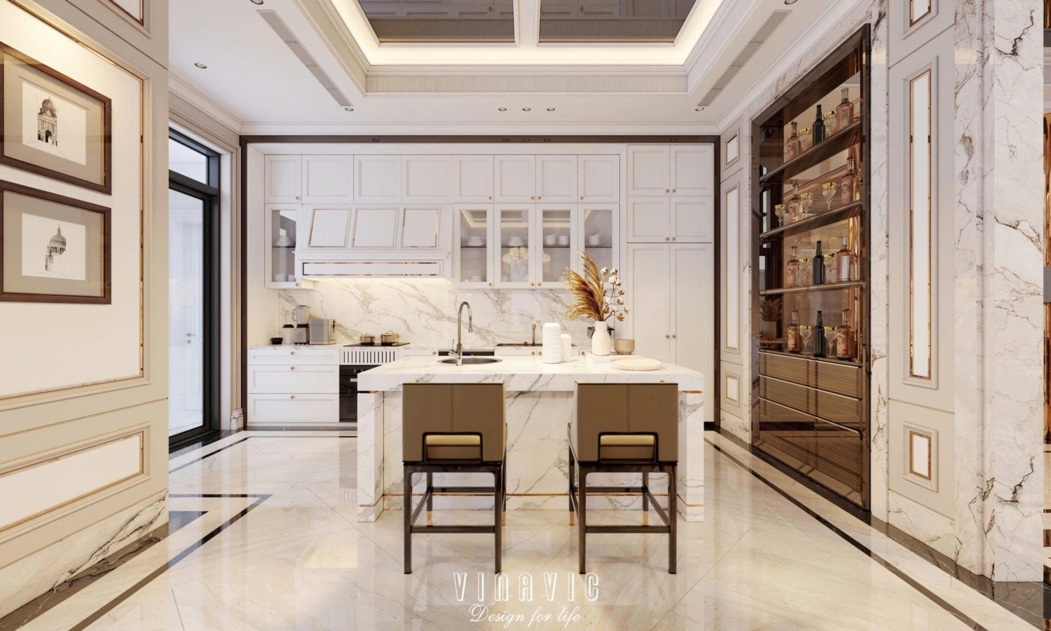 Nội thất biệt thự sang trọng tân cổ điển 4 tầng nhà Mr Nam Hà Nội NT2367