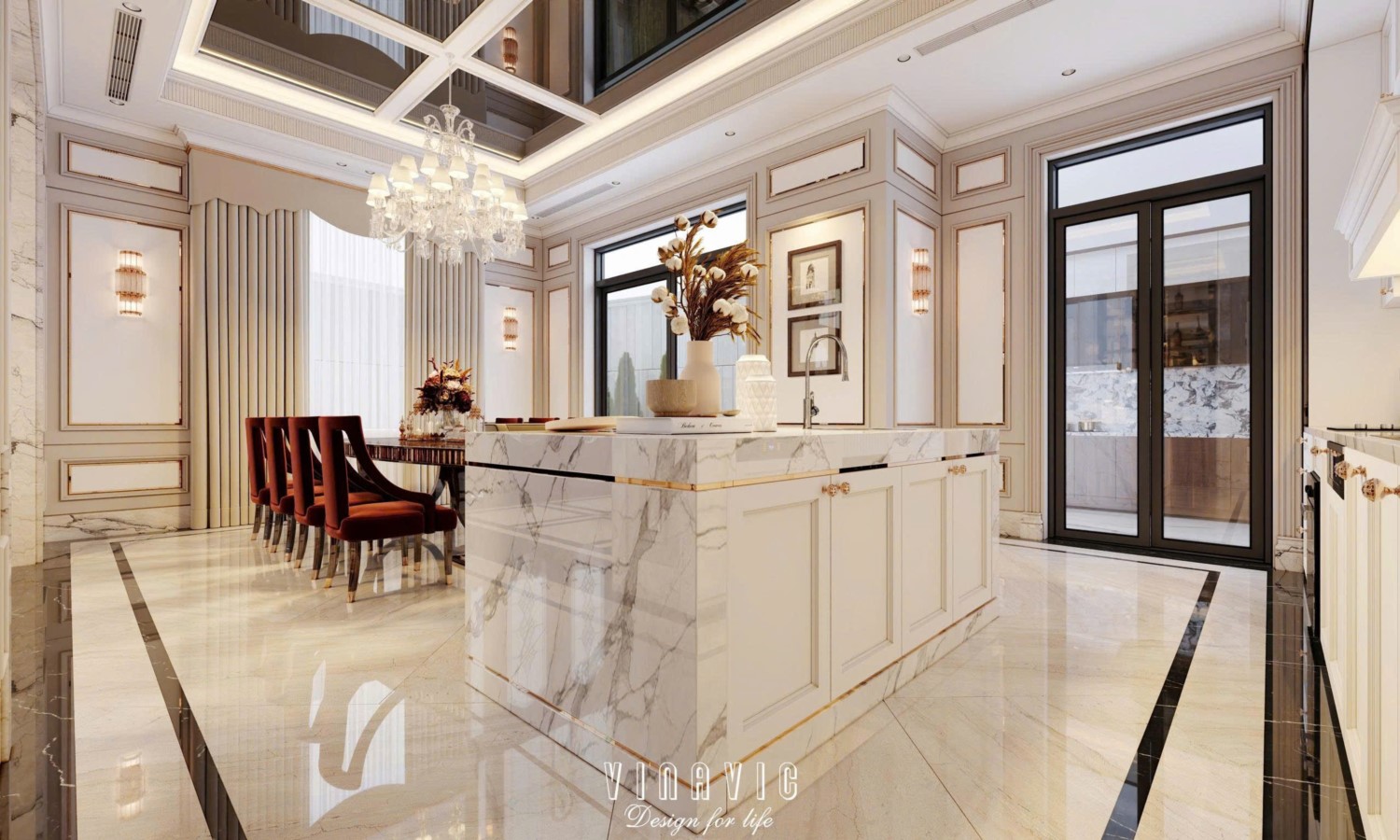 Nội thất biệt thự sang trọng tân cổ điển 4 tầng nhà Mr Nam Hà Nội NT2367