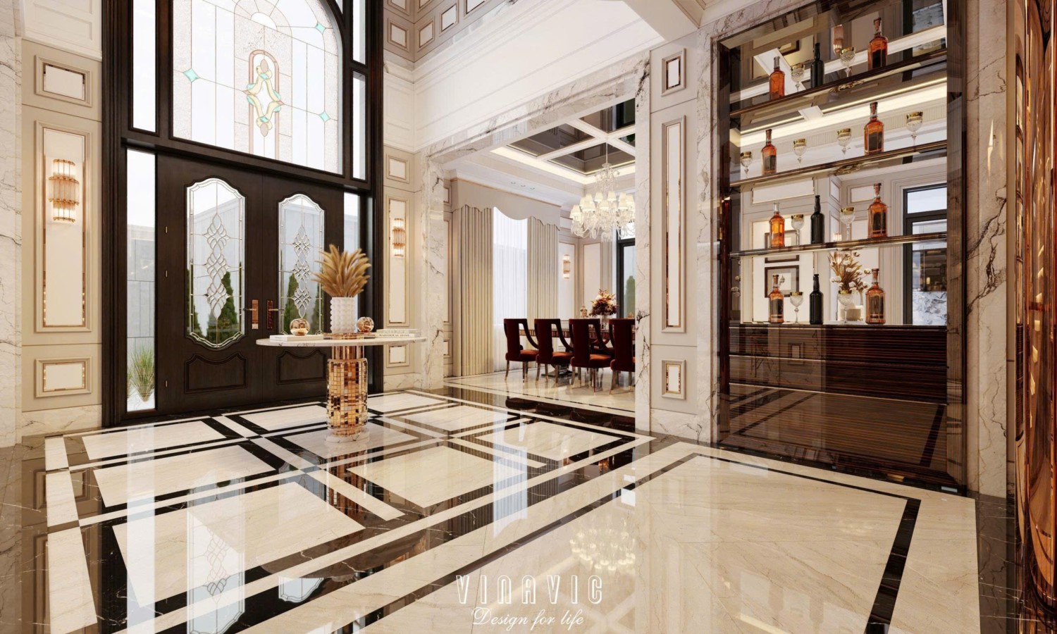 Nội thất biệt thự sang trọng tân cổ điển 4 tầng nhà Mr Nam Hà Nội NT2367