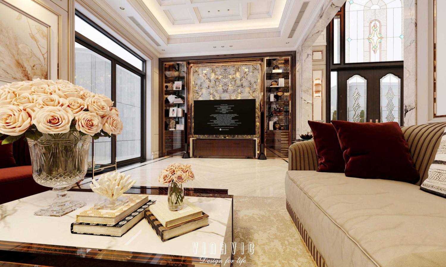 Nội thất biệt thự sang trọng tân cổ điển 4 tầng nhà Mr Nam Hà Nội NT2367