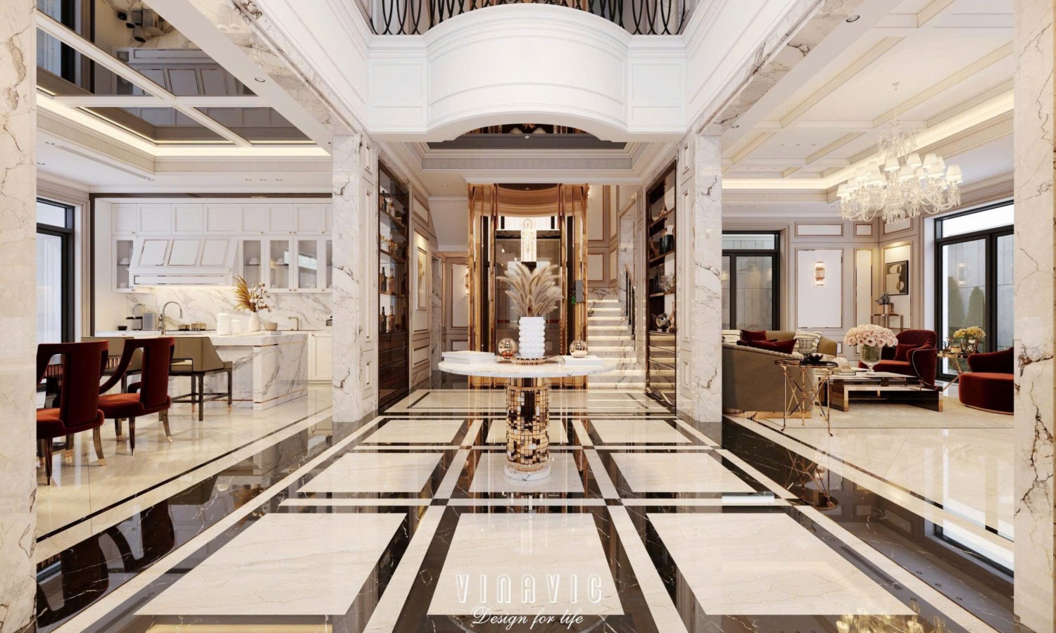 Nội thất biệt thự sang trọng tân cổ điển 4 tầng nhà Mr Nam Hà Nội NT2367