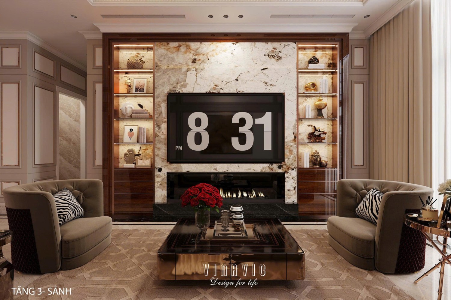 Nội thất biệt thự sang trọng tân cổ điển 4 tầng nhà Mr Nam Hà Nội NT2367