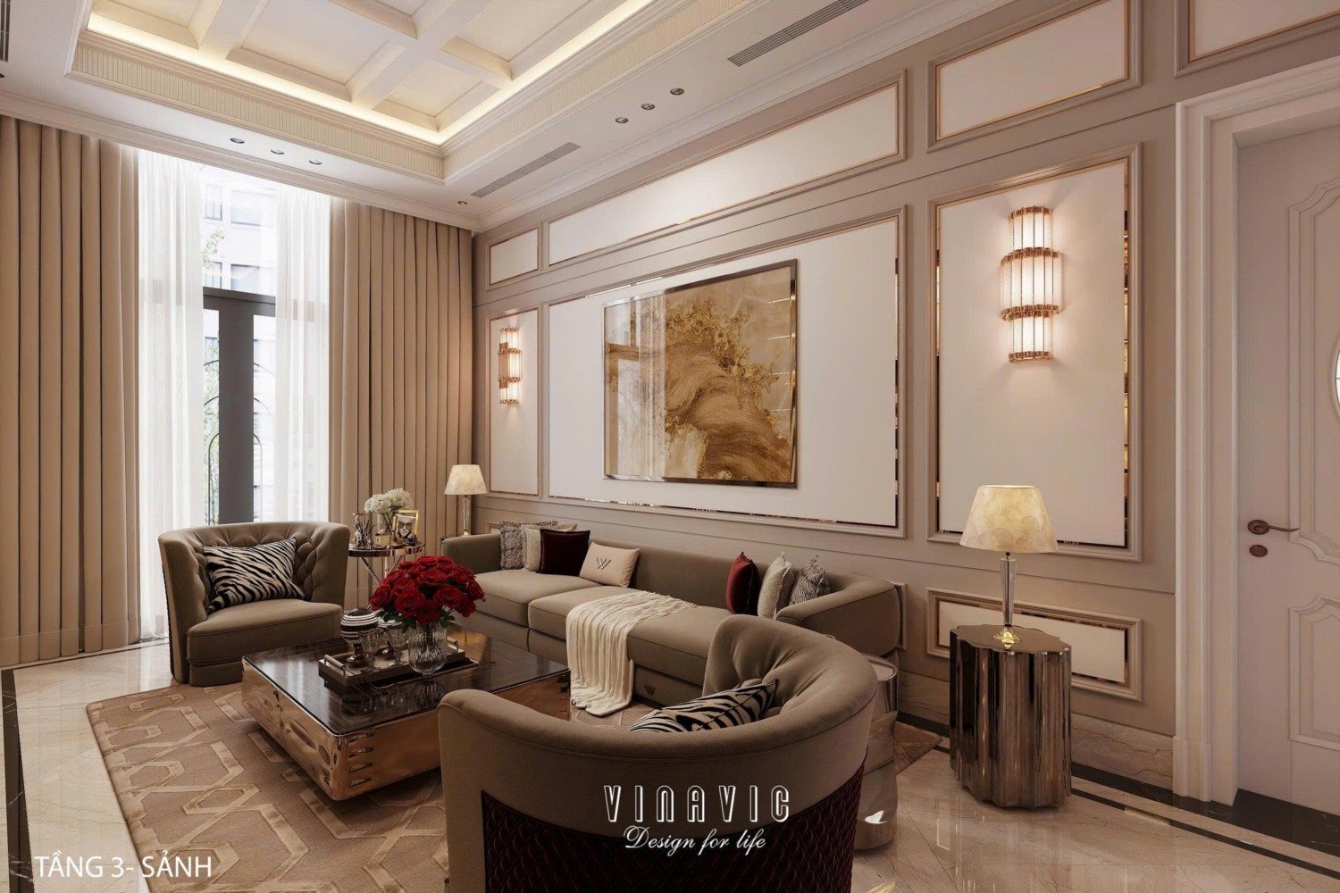 Nội thất biệt thự sang trọng tân cổ điển 4 tầng nhà Mr Nam Hà Nội NT2367