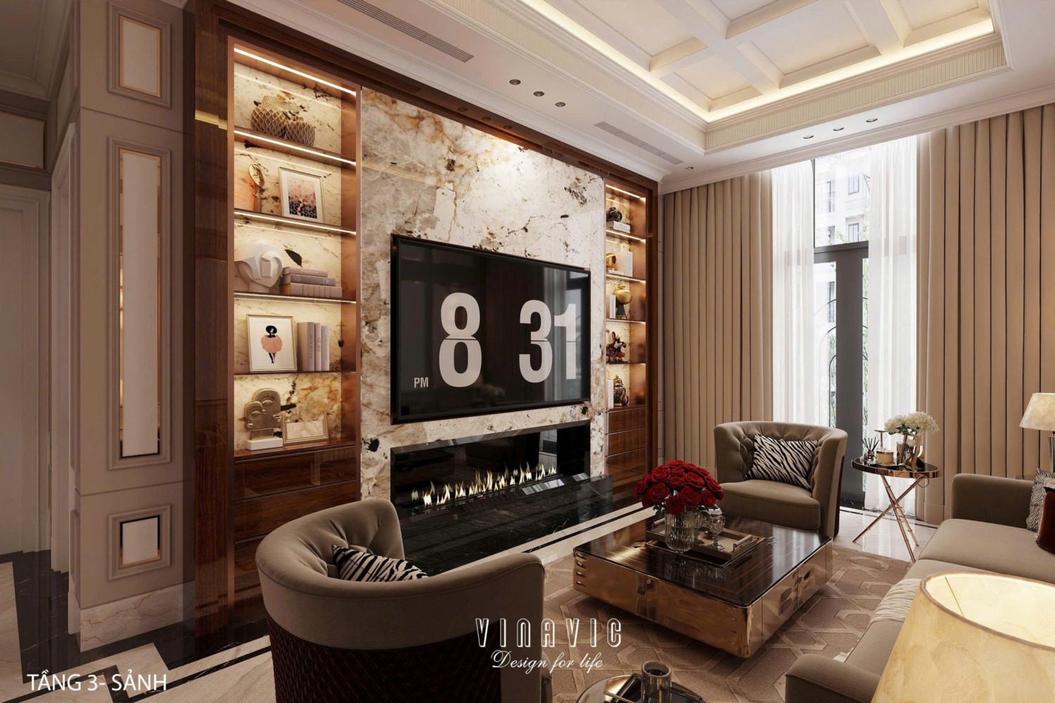 Nội thất biệt thự sang trọng tân cổ điển 4 tầng nhà Mr Nam Hà Nội NT2367