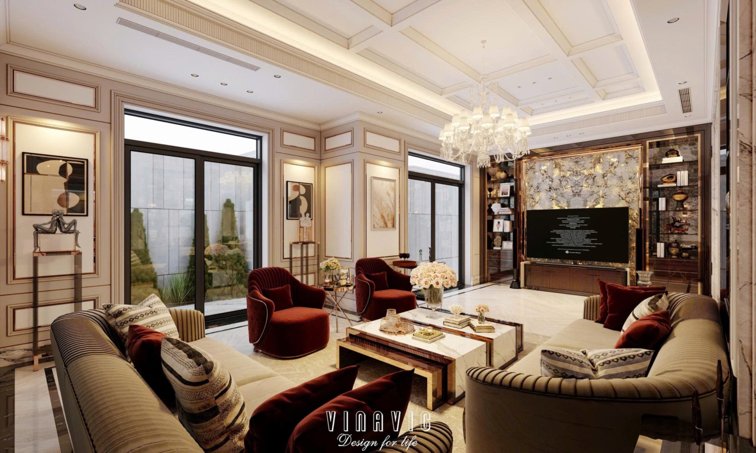 Nội thất biệt thự sang trọng tân cổ điển 4 tầng nhà Mr Nam Hà Nội NT2367