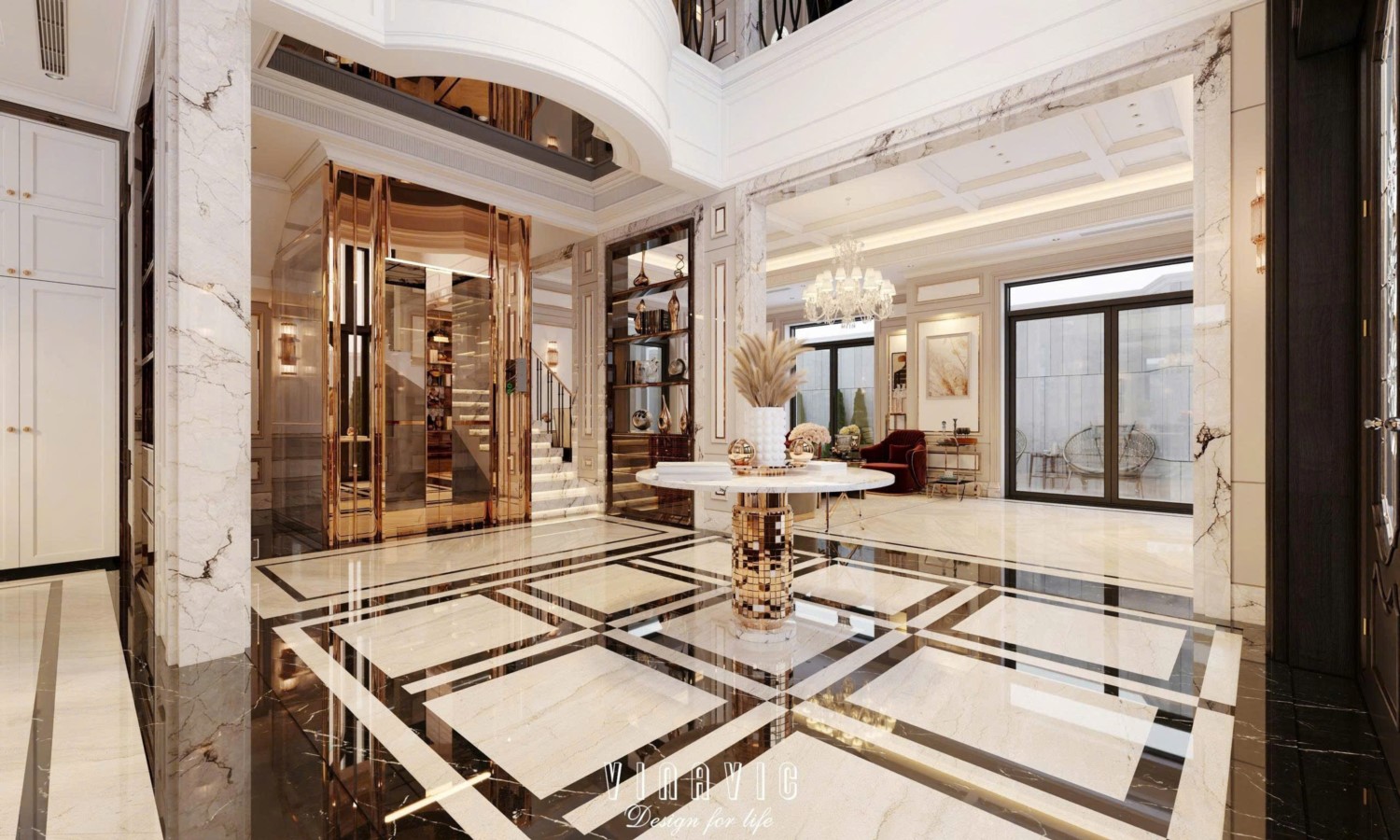 Nội thất biệt thự sang trọng tân cổ điển 4 tầng nhà Mr Nam Hà Nội NT2367