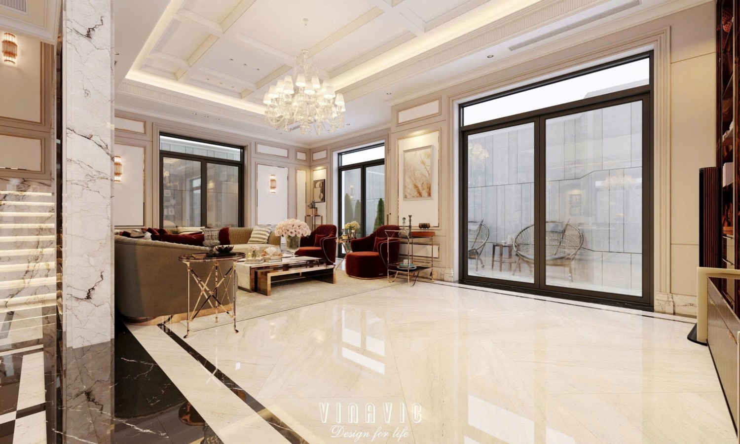 Nội thất biệt thự sang trọng tân cổ điển 4 tầng nhà Mr Nam Hà Nội NT2367