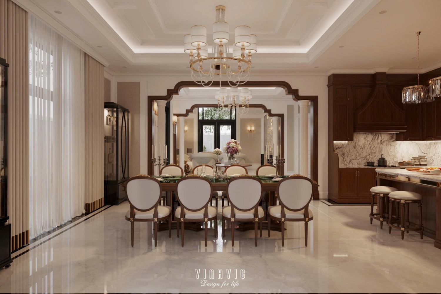 Thiết kế nội thất tân cổ điển biệt thự 170m2 2 tầng CĐT Mrs Thủy - Bắc Ninh NT2368