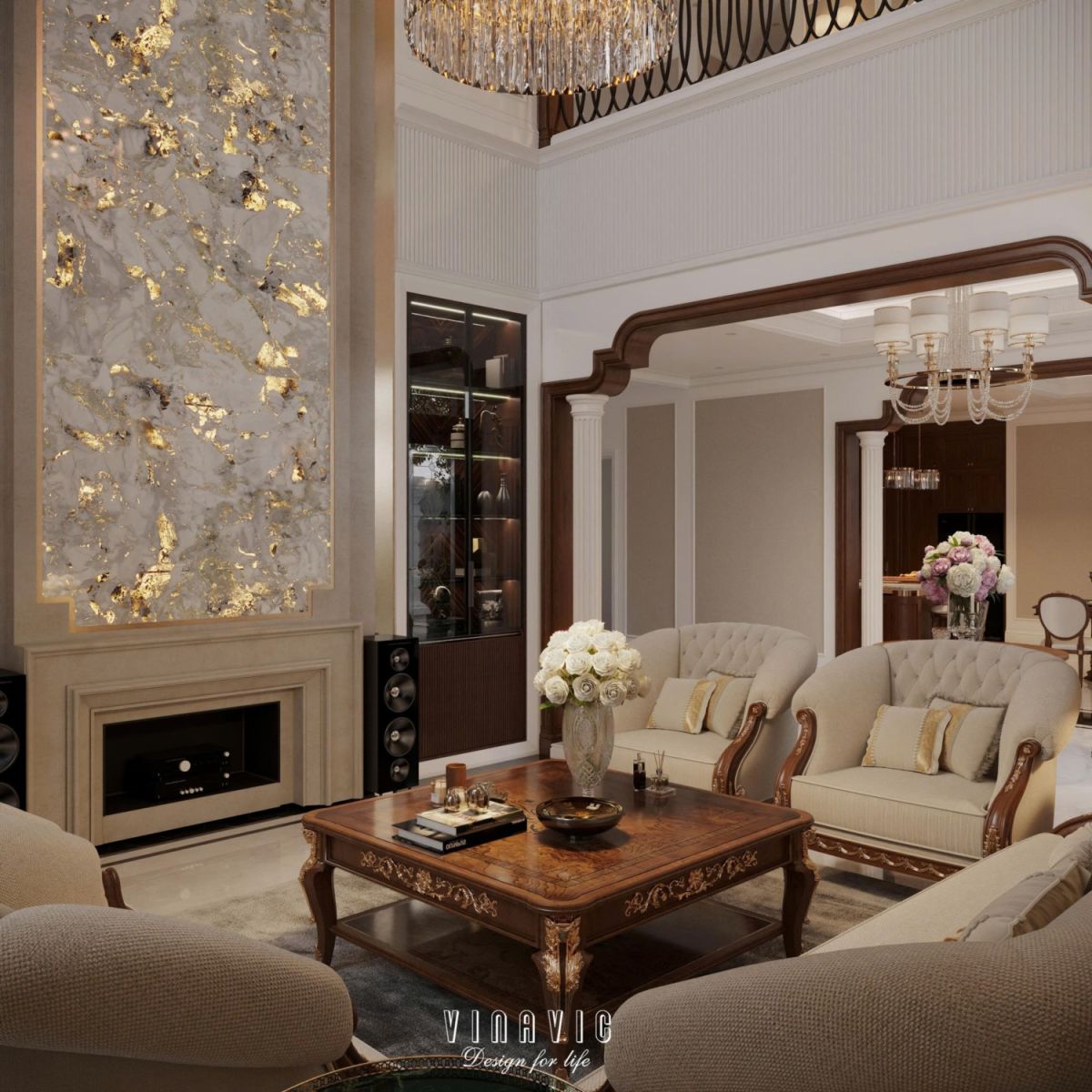 Thiết kế nội thất tân cổ điển biệt thự 170m2 2 tầng CĐT Mrs Thủy - Bắc Ninh NT2368