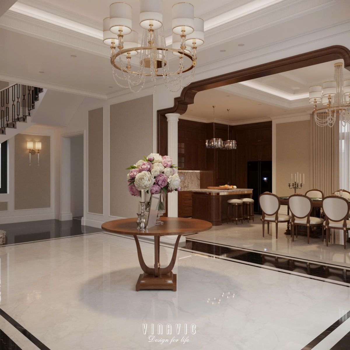 Thiết kế nội thất tân cổ điển biệt thự 170m2 2 tầng CĐT Mrs Thủy - Bắc Ninh NT2368