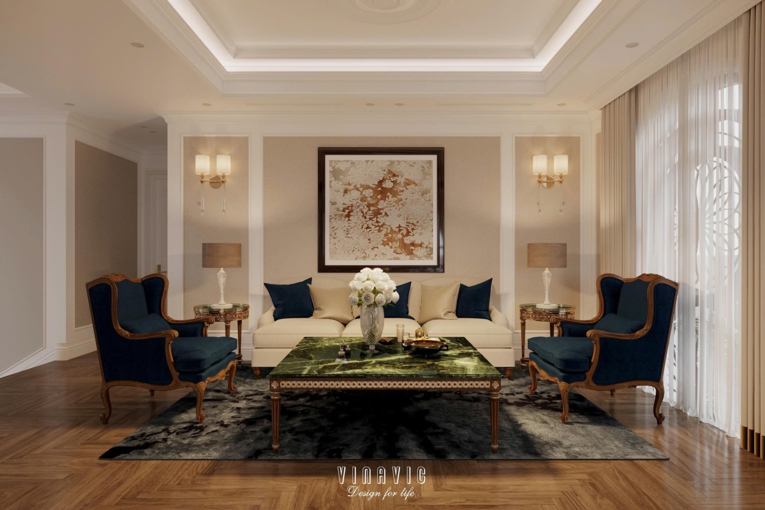 Thiết kế nội thất tân cổ điển biệt thự 170m2 2 tầng CĐT Mrs Thủy - Bắc Ninh NT2368