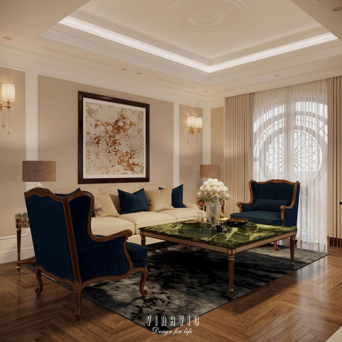 Thiết kế nội thất tân cổ điển biệt thự 170m2 2 tầng CĐT Mrs Thủy - Bắc Ninh NT2368