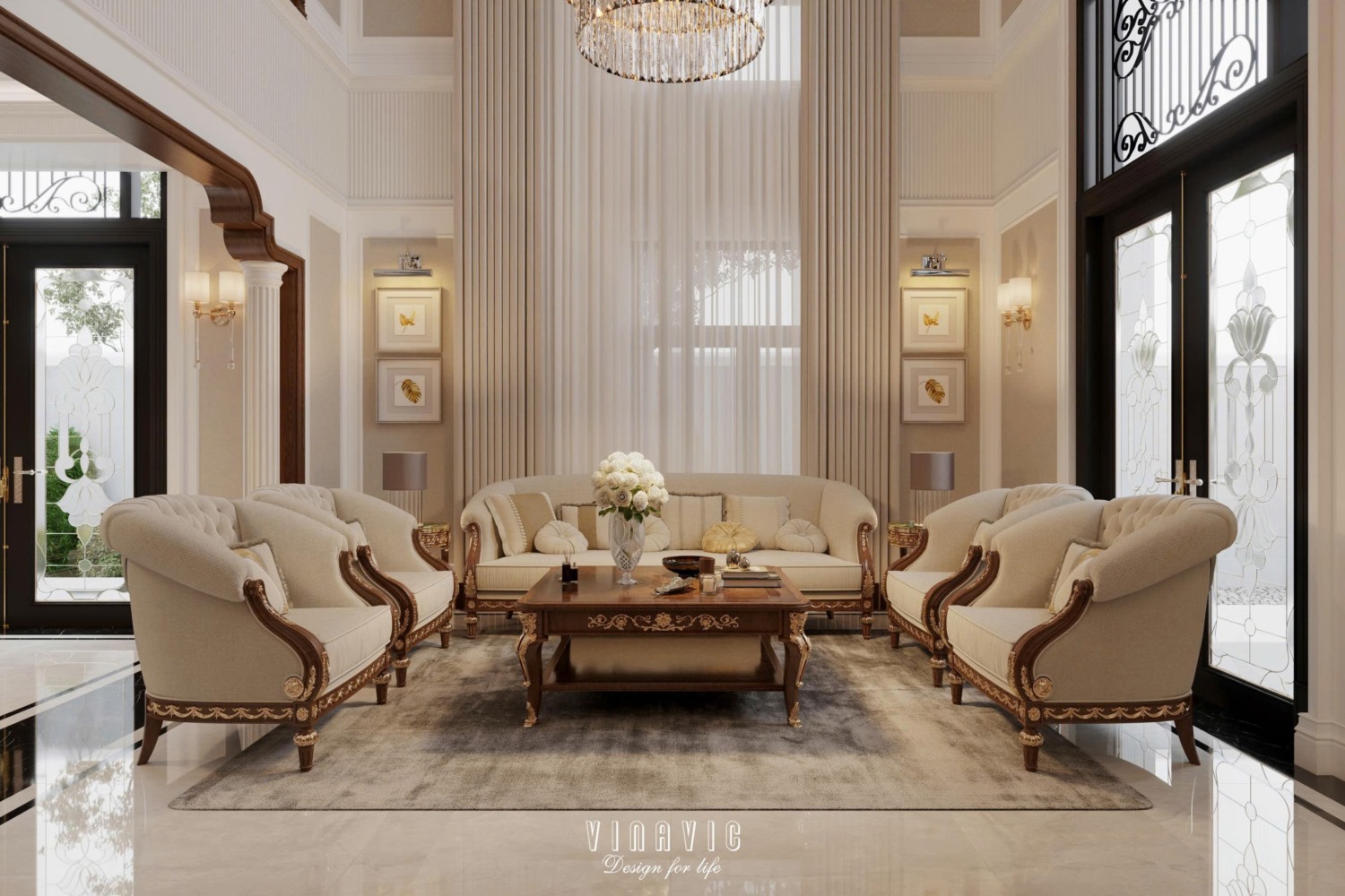 Thiết kế nội thất tân cổ điển biệt thự 170m2 2 tầng CĐT Mrs Thủy - Bắc Ninh NT2368