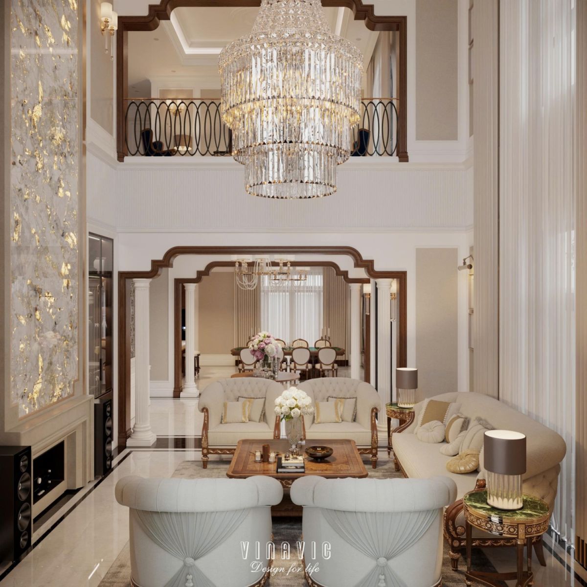 Thiết kế nội thất tân cổ điển biệt thự 170m2 2 tầng CĐT Mrs Thủy - Bắc Ninh NT2368