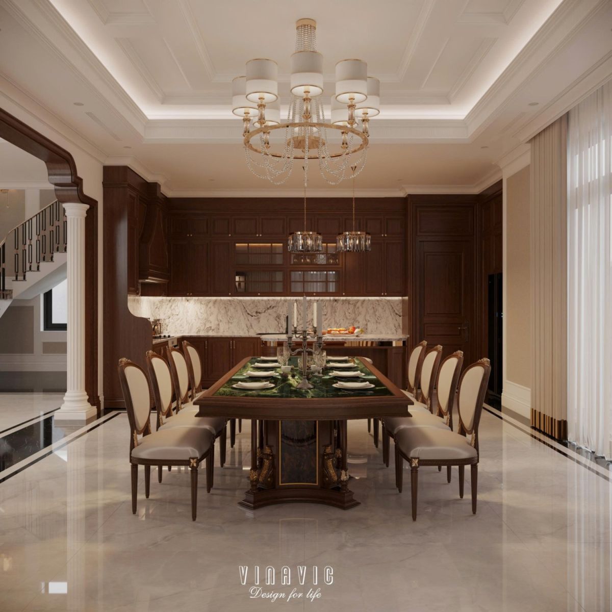 Thiết kế nội thất tân cổ điển biệt thự 170m2 2 tầng CĐT Mrs Thủy - Bắc Ninh NT2368