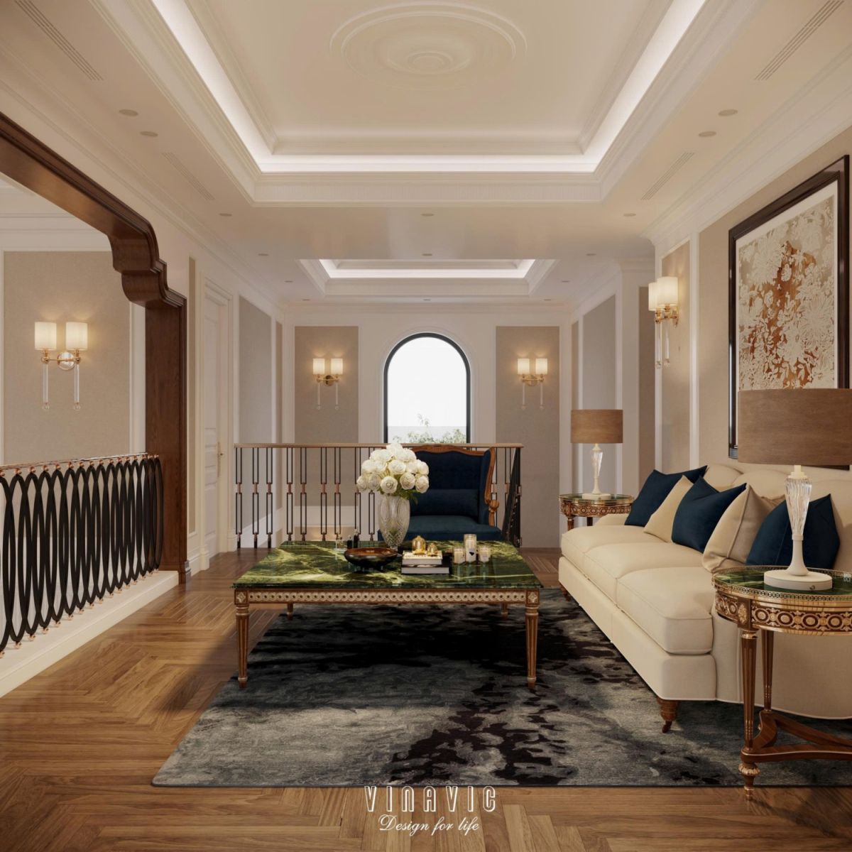 Thiết kế nội thất tân cổ điển biệt thự 170m2 2 tầng CĐT Mrs Thủy - Bắc Ninh NT2368