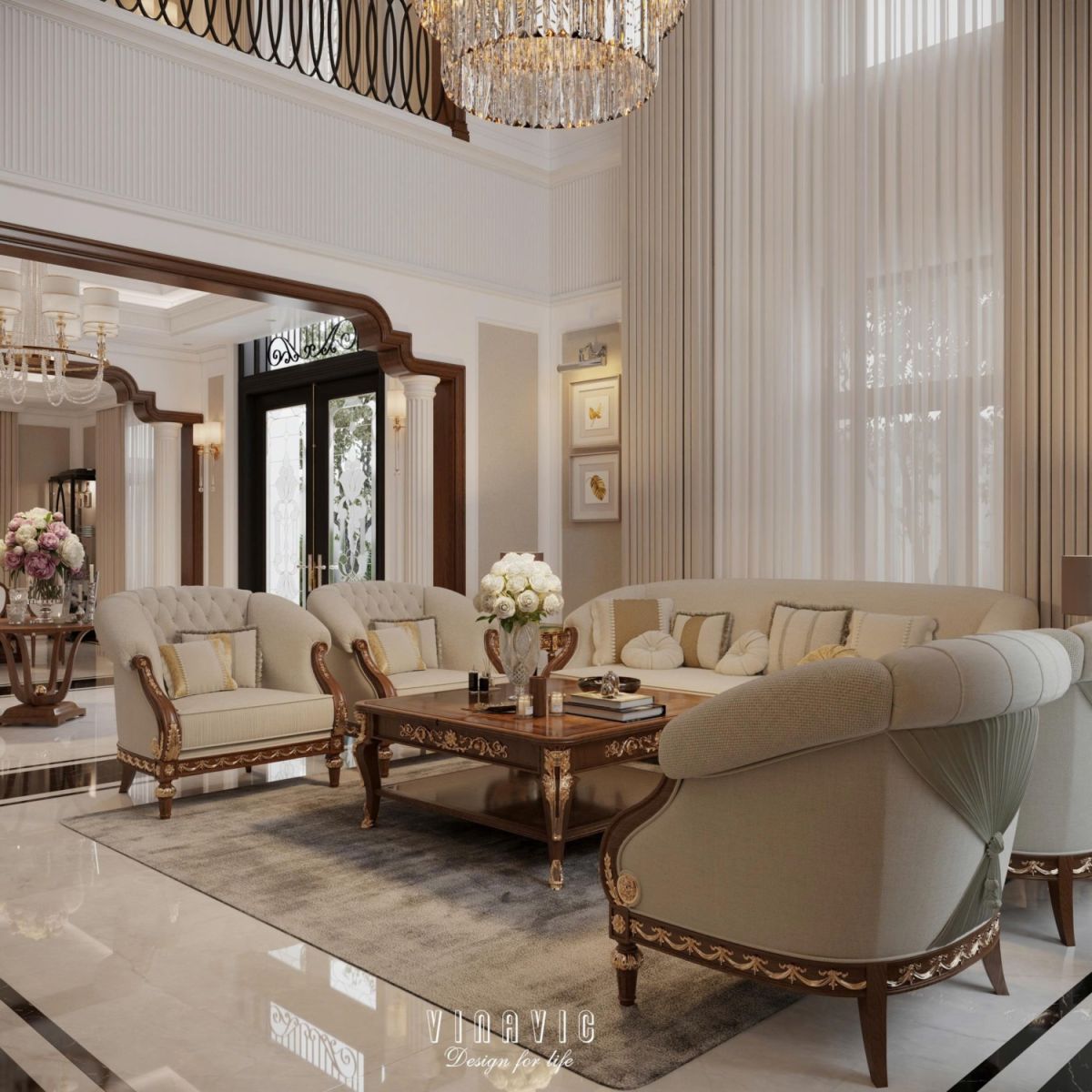 Thiết kế nội thất tân cổ điển biệt thự 170m2 2 tầng CĐT Mrs Thủy - Bắc Ninh NT2368