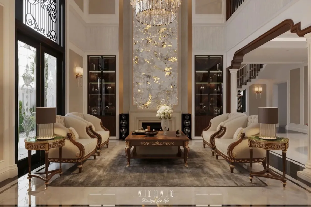 Sofa tân cổ điển da cao cấp đẹp sang trọng cho phòng khách 2026