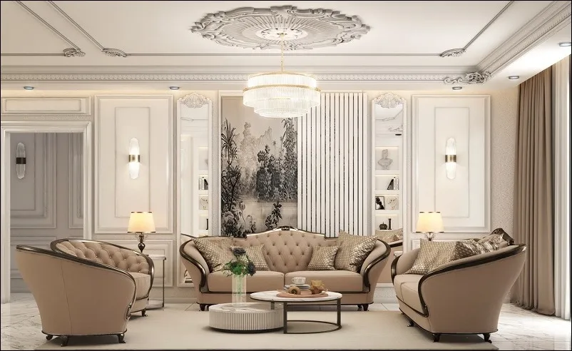 Sofa tân cổ điển gam trung tính đẹp, xu hướng nội thất 2026