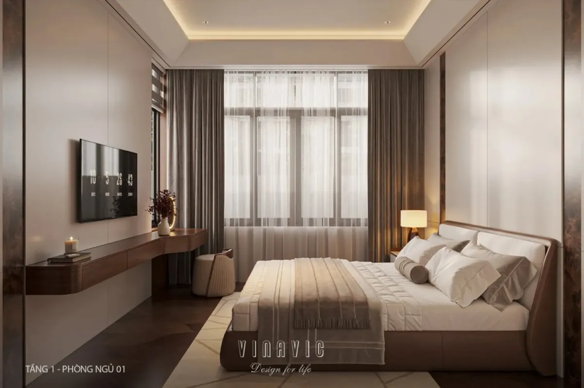 Nội thất phòng ngủ master đẹp với không gian rộng rãi và tiện nghi