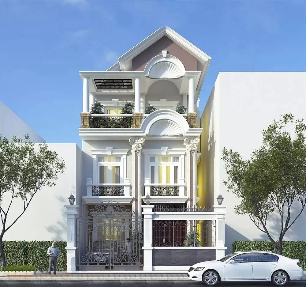 Thiết kế biệt thự 3 tầng phong cách Pháp tạo dấu ấn sang trọng