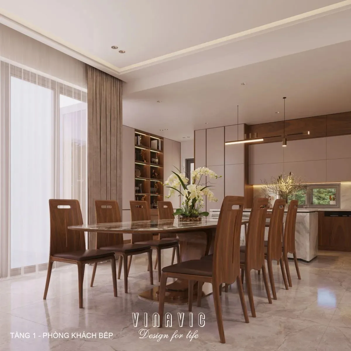 Thiết kế nội thất gỗ óc chó sang trọng cho không gian sống đẳng cấp