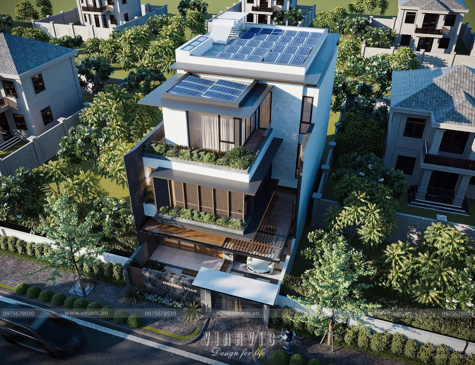 Thiết kế biệt thự hiện đại 3 tầng theo xu hướng kiến trúc xanh