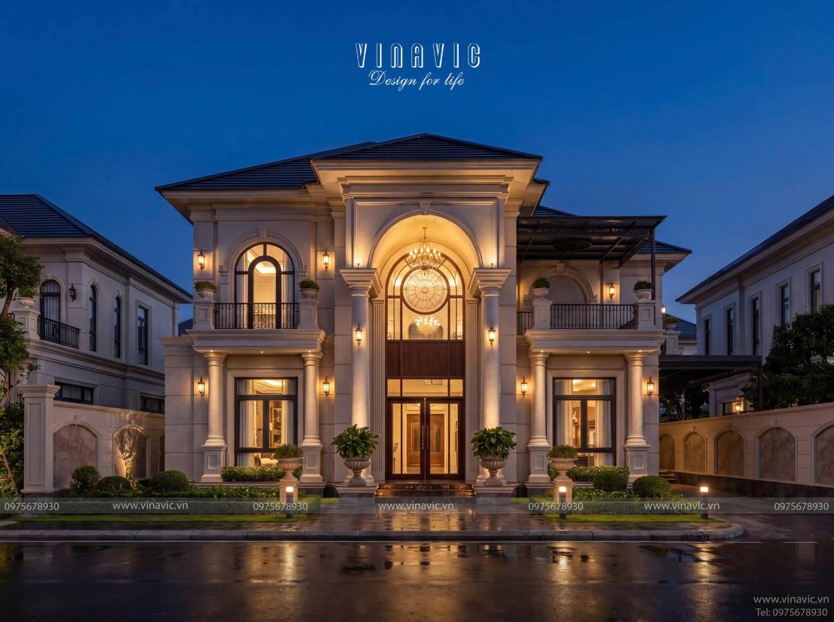 Toàn cảnh khuôn viên biệt thự Tuyen's Villa khi lên đèn