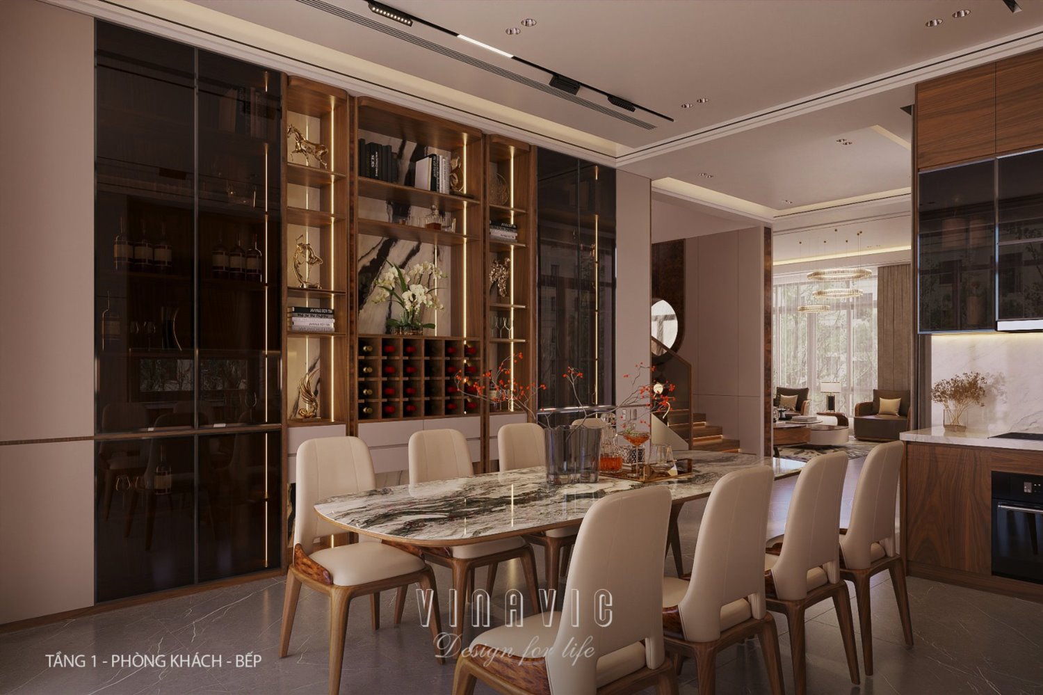 Nội thất biệt thự hiện đại 3 tầng 9x15m Mr Thanh - An Giang NT2369