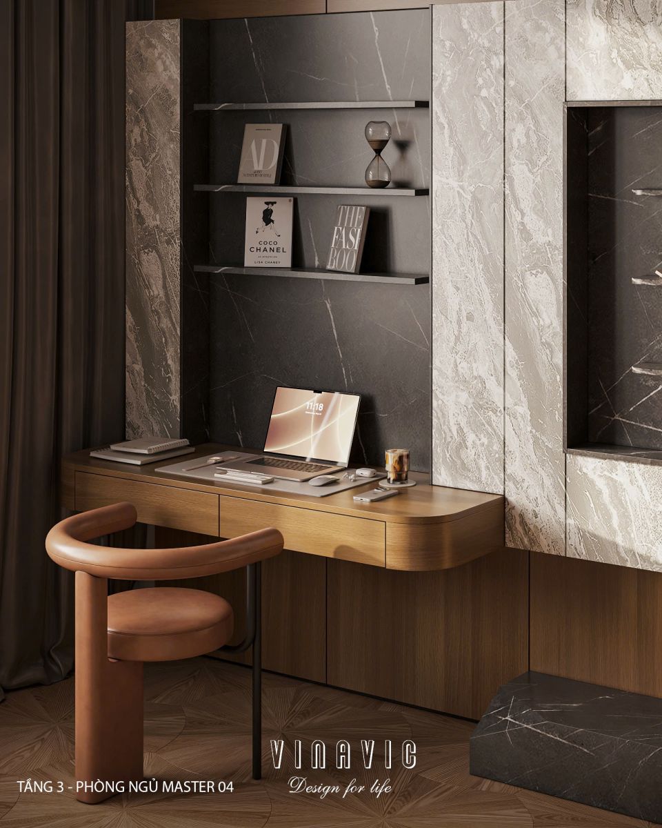 Phối cảnh phòng ngủ master 03 biệt thự nhà phố chị Vân - An Giang NT2365