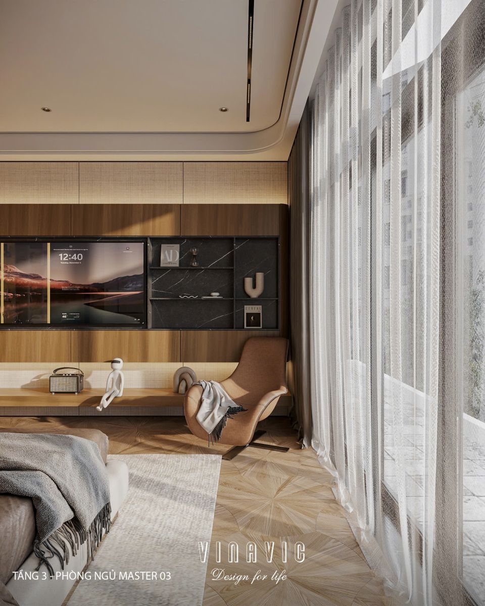 Phối cảnh phòng ngủ master 03 biệt thự nhà phố chị Vân - An Giang NT2365