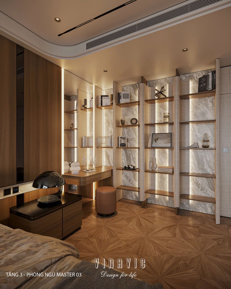 Phối cảnh phòng ngủ master 03 biệt thự nhà phố chị Vân - An Giang NT2365