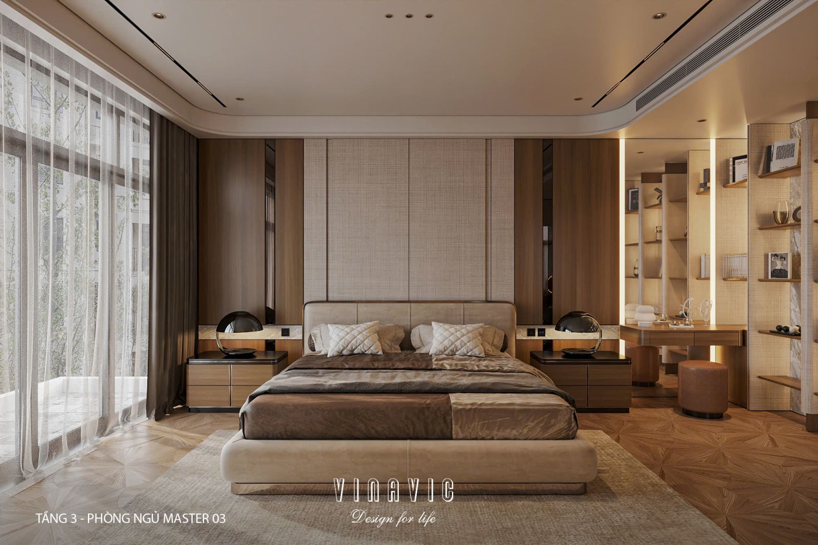 Phối cảnh phòng ngủ master 03 biệt thự nhà phố chị Vân - An Giang NT2365