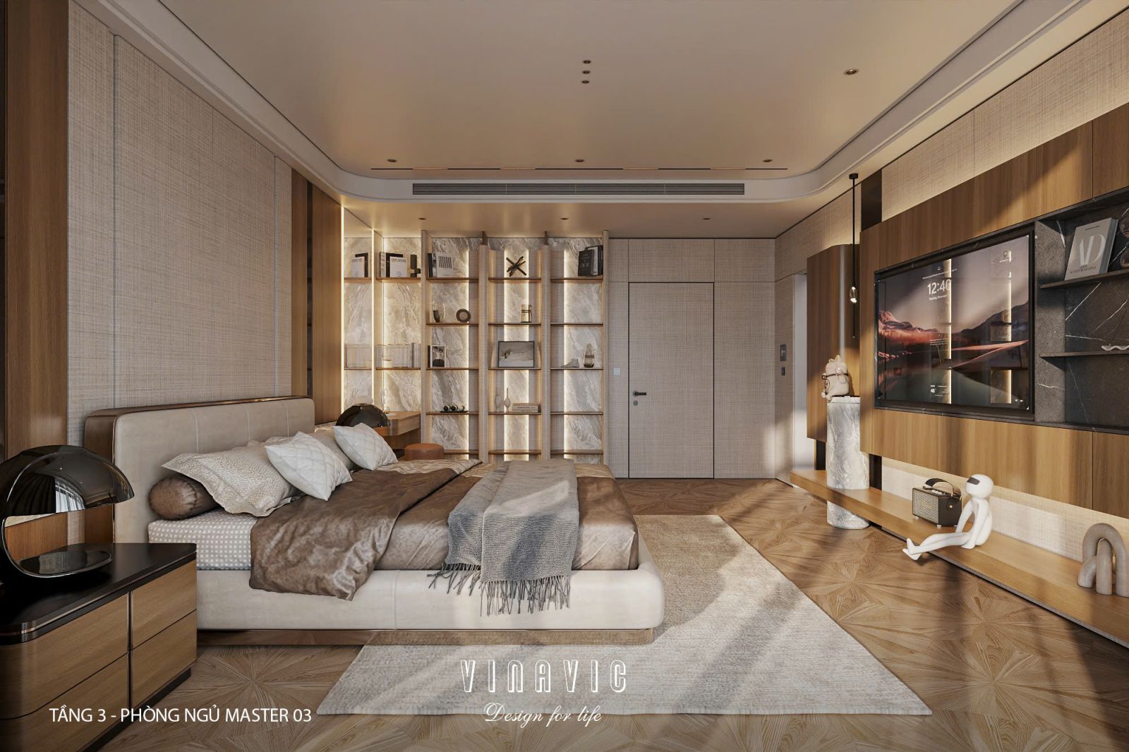 Phối cảnh phòng ngủ master 03 biệt thự nhà phố chị Vân - An Giang NT2365