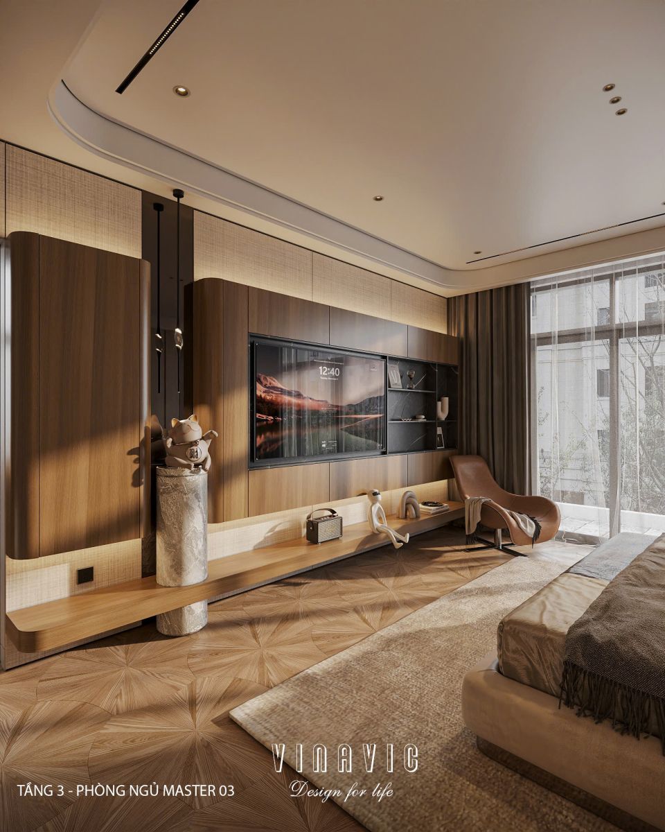 Phối cảnh phòng ngủ master 03 biệt thự nhà phố chị Vân - An Giang NT2365