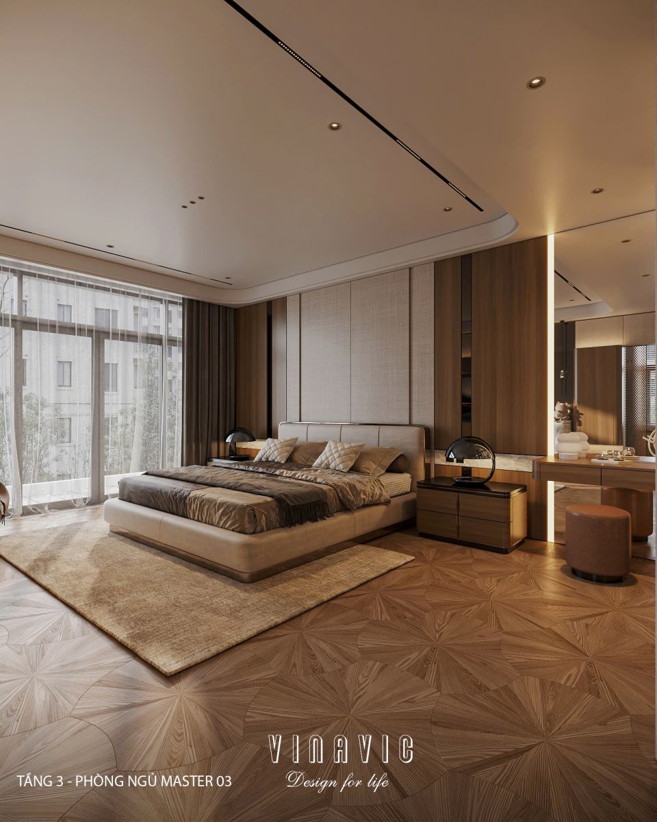 Phối cảnh phòng ngủ master 03 biệt thự nhà phố chị Vân - An Giang NT2365