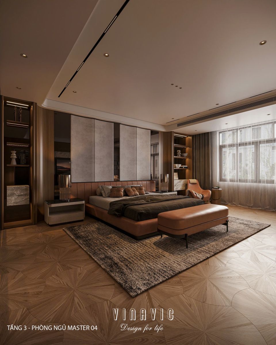 Phối cảnh phòng ngủ master 03 biệt thự nhà phố chị Vân - An Giang NT2365