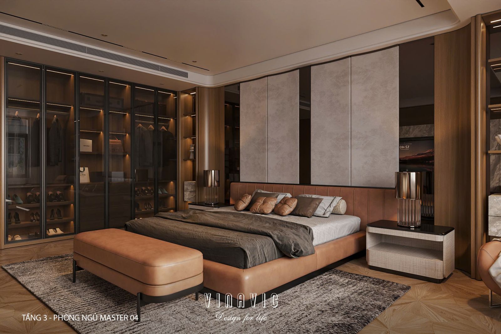 Phối cảnh phòng ngủ master 03 biệt thự nhà phố chị Vân - An Giang NT2365