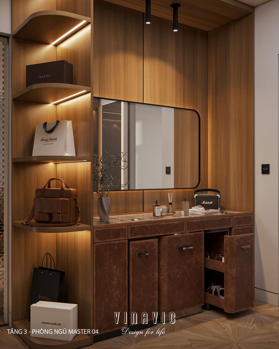 Phối cảnh phòng ngủ master 03 biệt thự nhà phố chị Vân - An Giang NT2365